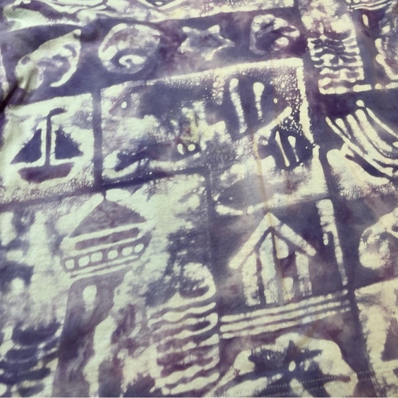 90s Purple Rum Reggae shirt Tie Dye Batik beach festival summer ART hippie Large - Picture 8 of 10